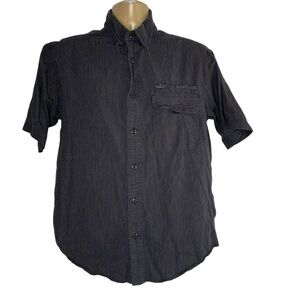 Harley Davidson Button Down Shirt M Black Eagle Graphic Chest Pocket SS Men's